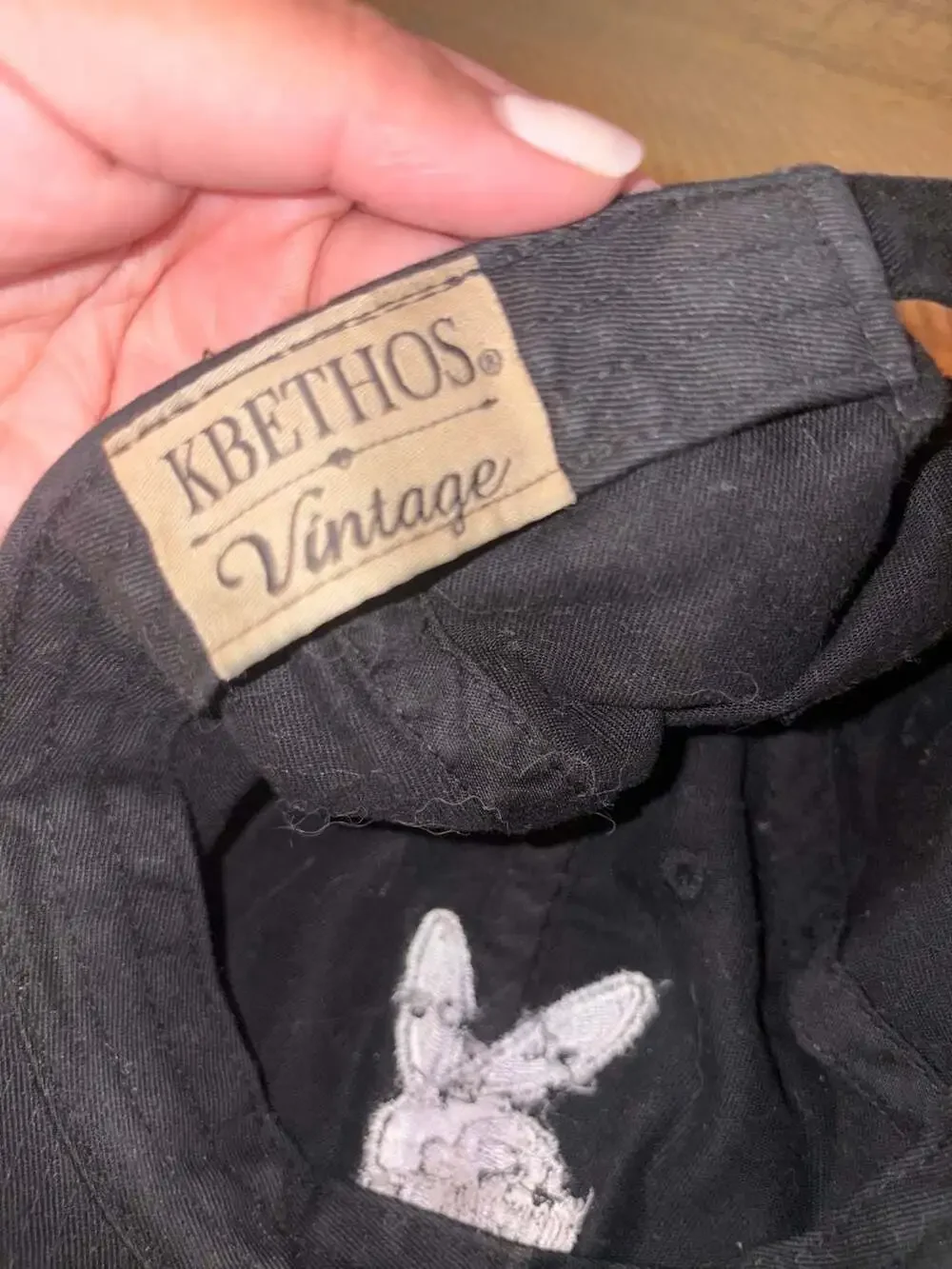 KBETHOS Vintage Skull Bunny Embroidered Distressed Black Baseball Cap